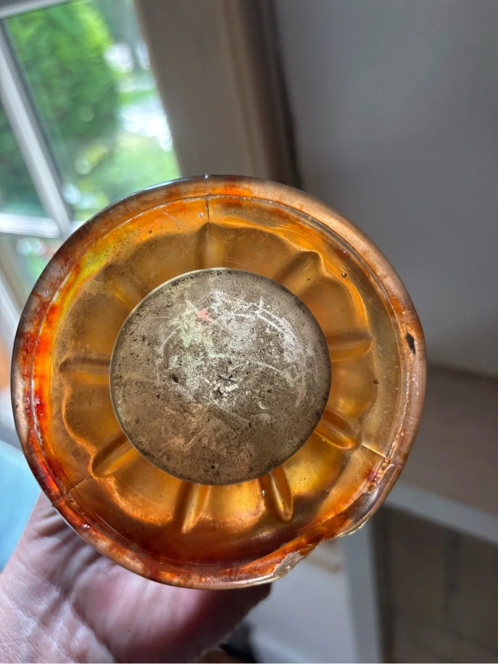 Vintage Carnival Glass fluted Vase-Home Accents